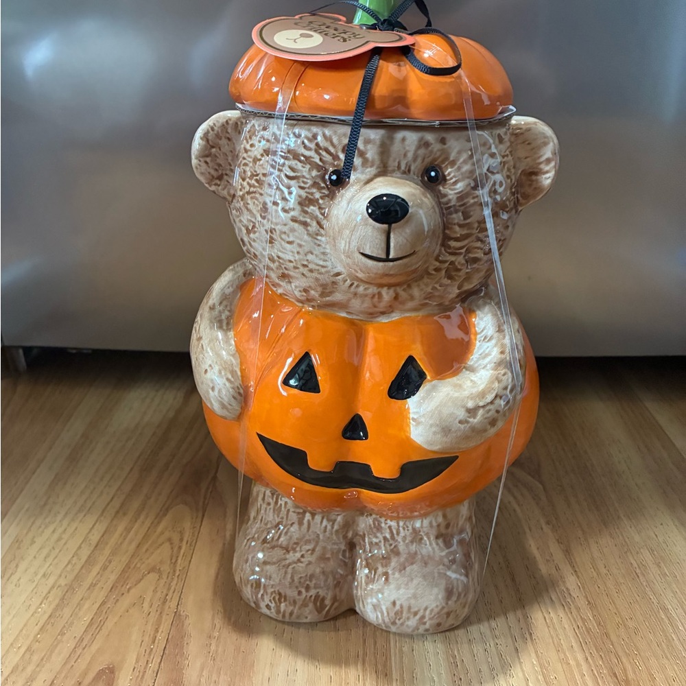 Creepy critters pumpkin bear cookie jar